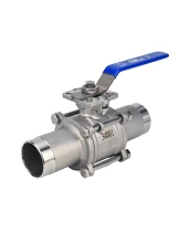 Кран шаровой DN.ru BV3131P(3pc)-FP-W-ISO-H LONG Ду10 Ру63 полнопроходной, трехсоставной, корпус - нержавеющая сталь 304, уплотнение - PTFE, под приварку, с рукояткой