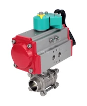 Кран шаровой DN.ru BV3232P(3pc)-FP-W-ISO-H Ду10 Ру63 полнопроходной, корпус - нержавеющая сталь 316, уплотнение - PTFE, под приварку, с пневмоприводом PA-DA-052 и магнитным переключателем ALS200D