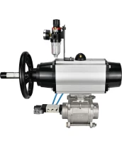 Кран шаровой DN.ru BV3232P(3pc)-FP-W-ISO-H Ду80 Ру25, полнопроходной, трехсоставной, нержавеющая сталь 316, уплотнение - PTFE, под приварку, с пневмоприводом PA-DA-105-1, пневмораспределителем 4V320-08 220В, БПВ AFC2000