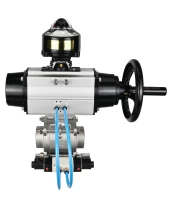 Кран шаровой DN.ru BV3232P(3pc)-FP-W-ISO-H Ду80 Ру25, полнопроходной, трехсоставной, нержавеющая сталь 316, уплотнение - PTFE, под приварку, с пневмоприводом PA-DA-105-1, пневмораспределителем 4V320-08 220В, БКВ APL-510N Ex