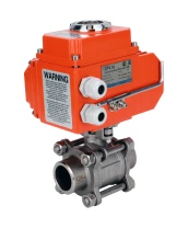 Кран шаровой DN.ru BV3232P(3pc)-FP-W-ISO-H WDVF Ду40 Ру40 полнопроходной, трехсоставной, корпус - нержавеющая сталь 316, уплотнение - PTFE, под приварку, с 1/4-оборотным электроприводом DN.ru QT-N-005EM-O1-220VAC-У1 HARK