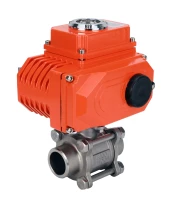 Кран шаровой DN.ru BV3232P(3pc)-FP-W-ISO-H WDVF Ду40 Ру40 полнопроходной, трехсоставной, корпус - нержавеющая сталь 316, уплотнение - PTFE, под приварку, с 1/4-оборотным электроприводом DN.ru QT-N-005EM-O1-220VAC-У1 HARK