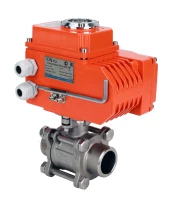 Кран шаровой DN.ru BV3232P(3pc)-FP-W-ISO-H WDVF Ду40 Ру40 полнопроходной, трехсоставной, корпус - нержавеющая сталь 316, уплотнение - PTFE, под приварку, с 1/4-оборотным электроприводом DN.ru QT-N-005EM-O1-220VAC-У1 HARK