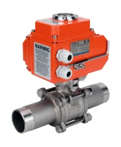 Кран шаровой DN.ru BV3232P(3pc)-FP-W-ISO-H LONG Ду10 Ру63 полнопроходной, под приварку, корпус - нержавеющая сталь SS316, уплотнение - PTFE, с 1/4-оборотным электроприводом QT-N-003EM-O1-24VDC-У1 24В HARK