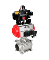 Кран шаровой DN.ru BV3232P(3pc)-FP-W-ISO-H WDVF Ду20 Ру63 полнопроходной, трехсоставной, корпус - нержавеющая сталь 316, уплотнение - PTFE, под приварку, с пневмоприводом PA-SA-065, пневмораспределителем 4М310-08 220В, БКВ APL-410N EX