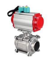 Кран шаровой DN.ru BV3232P(3pc)-FP-W-ISO-H WDVF Ду40 Ру40 полнопроходной, трехсоставной, корпус - нержавеющая сталь 316, уплотнение - PTFE, под приварку, с пневмоприводом PA-DA-065, пневмораспределителем 4М310-08 24В и магнитным переключателем ALS200D