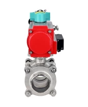 Кран шаровой DN.ru BV3232P(3pc)-FP-W-ISO-H WDVF Ду40 Ру40 полнопроходной, трехсоставной, корпус - нержавеющая сталь 316, уплотнение - PTFE, под приварку, с пневмоприводом PA-DA-065, пневмораспределителем 4М310-08 24В и магнитным переключателем ALS200D