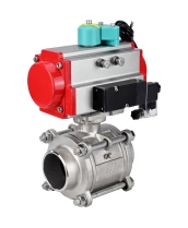 Кран шаровой DN.ru BV3232P(3pc)-FP-W-ISO-H WDVF Ду40 Ру40 полнопроходной, трехсоставной, корпус - нержавеющая сталь 316, уплотнение - PTFE, под приварку, с пневмоприводом PA-DA-065, пневмораспределителем 4М310-08 24В и магнитным переключателем ALS200D