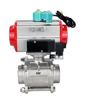 Кран шаровой DN.ru BV3232P(3pc)-FP-W-ISO-H WDVF Ду40 Ру40 полнопроходной, трехсоставной, корпус - нержавеющая сталь 316, уплотнение - PTFE, под приварку, с пневмоприводом PA-DA-065, пневмораспределителем 4М310-08 24В и магнитным переключателем ALS200D