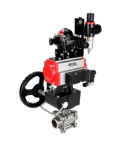 Кран шаровой DN.ru BV3232P(3pc)-FP-W-ISO-H WDVF Ду40 Ру40 полнопроходной, трехсоставной, нерж. сталь 316, уплотнение - PTFE, под приварку, с пн.приводом PA-DA-065, пн.распределителем 4М310-08 220В, БКВ APL-210N, руч. дублером MON1-250-T26-ISO, БПВ AFC2000