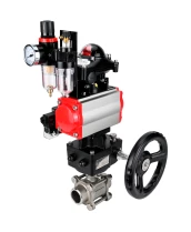 Кран шаровой DN.ru BV3232P(3pc)-FP-W-ISO-H WDVF Ду25 Ру63 полнопроходной, трехсоставной, нерж. сталь 316, уплотнение - PTFE, под приварку, с пн.приводом PA-DA-052, пн.распределителем 4М310-08 24В, БКВ APL-210N, руч. дублером MON1-250-T26-ISO, БПВ AFC2000