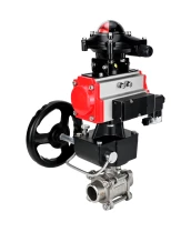 Кран шаровой DN.ru BV3232P(3pc)-FP-W-ISO-H WDVF Ду40 Ру40 полнопроходной, трехсоставной, нержавеющая сталь 316, уплотнение - PTFE, под приварку, с пневмоприводом PA-DA-065, пн.распределителем 4М310-08 220В, БКВ APL-210N, ручным дублером MON1-250-T26-ISO