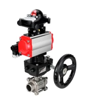 Кран шаровой DN.ru BV3232P(3pc)-FP-W-ISO-H WDVF Ду25 Ру63 полнопроходной, трехсоставной, нержавеющая сталь 316, уплотнение - PTFE, под приварку, с пневмоприводом PA-DA-052, пн.распределителем 4М310-08 220В, БКВ APL-210N, ручным дублером MON1-250-T26-ISO