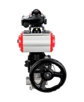 Кран шаровой DN.ru BV3232P(3pc)-FP-W-ISO-H WDVF Ду25 Ру63 полнопроходной, трехсоставной, нержавеющая сталь 316, уплотнение - PTFE, под приварку, с пневмоприводом PA-DA-052, пн.распределителем 4М310-08 220В, БКВ APL-210N, ручным дублером MON1-250-T26-ISO