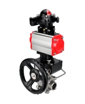 Кран шаровой DN.ru BV3232P(3pc)-FP-W-ISO-H WDVF Ду25 Ру63 полнопроходной, трехсоставной, нержавеющая сталь 316, уплотнение - PTFE, под приварку, с пневмоприводом PA-DA-052, пн.распределителем 4М310-08 220В, БКВ APL-210N, ручным дублером MON1-250-T26-ISO