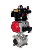 Кран шаровой DN.ru BV3232P(3pc)-FP-W-ISO-H WDVF Ду32 Ру63 полнопроходной, трехсоставной, корпус - нержавеющая сталь 316, уплотнение - PTFE, под приварку, с пневмоприводом PA-SA-083, пневмораспределителем 4М310-08 220В, БКВ APL-410N EX, БПВ AFC2000