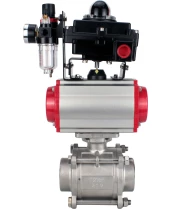 Кран шаровой DN.ru BV3232P(3pc)-FP-W-ISO-H WDVF Ду40 Ру40 полнопроходной, трехсоставной, корпус - нержавеющая сталь 316, уплотнение - PTFE, под приварку, с пневмоприводом PA-SA-105, пневмораспределителем 4М310-08 220В, БКВ APL-410N EX, БПВ AFC2000