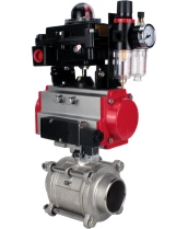 Кран шаровой DN.ru BV3232P(3pc)-FP-W-ISO-H WDVF Ду40 Ру40 полнопроходной, трехсоставной, корпус - нержавеющая сталь 316, уплотнение - PTFE, под приварку, с пневмоприводом PA-SA-105, пневмораспределителем 4М310-08 220В, БКВ APL-410N EX, БПВ AFC2000