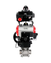 Кран шаровой DN.ru BV3232P(3pc)-FP-W-ISO-H WDVF Ду32 Ру63 полнопроходной, трехсоставной, нержавеющая сталь 316, уплотнение - PTFE, под приварку, с пневмоприводом PA-DA-052, пн.распределителем 4М310-08 24В, БКВ APL-410N EX, ручным дублером MON1-250-T26-ISO