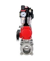 Кран шаровой DN.ru BV3232P(3pc)-FP-W-ISO-H WDVF Ду40 Ру40 полнопроходной, трехсоставной, корпус - нержавеющая сталь 316, уплотнение - PTFE, под приварку, с пневмоприводом PA-SA-105, пневмораспределителем 4М310-08 24В, БКВ APL-510N EX, БПВ AFC2000