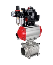 Кран шаровой DN.ru BV3232P(3pc)-FP-W-ISO-H WDVF Ду40 Ру40 полнопроходной, трехсоставной, корпус - нержавеющая сталь 316, уплотнение - PTFE, под приварку, с пневмоприводом PA-SA-105, пневмораспределителем 4М310-08 24В, БКВ APL-510N EX, БПВ AFC2000