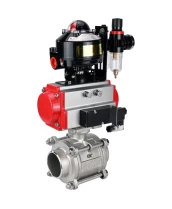 Кран шаровой DN.ru BV3232P(3pc)-FP-W-ISO-H WDVF Ду40 Ру40 полнопроходной, трехсоставной, корпус - нержавеющая сталь 316, уплотнение - PTFE, под приварку, с пневмоприводом PA-SA-105, пневмораспределителем 4М310-08 24В, БКВ APL-510N EX, БПВ AFC2000