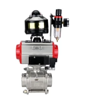 Кран шаровой DN.ru BV3232P(3pc)-FP-W-ISO-H WDVF Ду40 Ру40 полнопроходной, трехсоставной, корпус - нержавеющая сталь 316, уплотнение - PTFE, под приварку, с пневмоприводом PA-SA-105, пневмораспределителем 4М310-08 24В, БКВ APL-510N EX, БПВ AFC2000