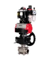 Кран шаровой DN.ru BV3232P(3pc)-FP-W-ISO-H WDVF Ду32 Ру63 полнопроходной, трехсоставной, нерж. сталь 316, PTFE, под приварку, с пн.приводом PA-DA-052, пн.распределителем 4М310-08 220В, БКВ APL-510N EX, руч. дублером MON1-250-T26-ISO, БПВ AFC2000