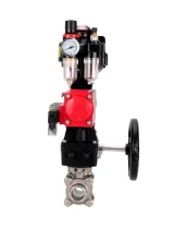 Кран шаровой DN.ru BV3232P(3pc)-FP-W-ISO-H WDVF Ду32 Ру63 полнопроходной, трехсоставной, нерж. сталь 316, PTFE, под приварку, с пн.приводом PA-DA-052, пн.распределителем 4М310-08 220В, БКВ APL-510N EX, руч. дублером MON1-250-T26-ISO, БПВ AFC2000