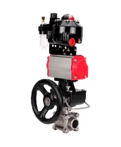 Кран шаровой DN.ru BV3232P(3pc)-FP-W-ISO-H WDVF Ду32 Ру63 полнопроходной, трехсоставной, нерж. сталь 316, PTFE, под приварку, с пн.приводом PA-DA-052, пн.распределителем 4М310-08 220В, БКВ APL-510N EX, руч. дублером MON1-250-T26-ISO, БПВ AFC2000