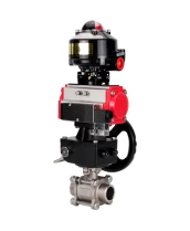 Кран шаровой DN.ru BV3232P(3pc)-FP-W-ISO-H WDVF Ду32 Ру63 полнопроходной, трехсоставной, нержавеющая сталь 316, уплотнение - PTFE, под приварку, с пневмоприводом PA-DA-052, пн.распределителем 4М310-08 24В, БКВ APL-510N EX, ручным дублером MON1-250-T26-ISO