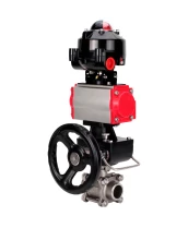 Кран шаровой DN.ru BV3232P(3pc)-FP-W-ISO-H WDVF Ду32 Ру63 полнопроходной, трехсоставной, нержавеющая сталь 316, уплотнение - PTFE, под приварку, с пневмоприводом PA-DA-052, пн.распределителем 4М310-08 24В, БКВ APL-510N EX, ручным дублером MON1-250-T26-ISO