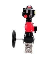 Кран шаровой DN.ru BV3232P(3pc)-FP-W-ISO-H WDVF Ду32 Ру63 полнопроходной, трехсоставной, нержавеющая сталь 316, уплотнение - PTFE, под приварку, с пневмоприводом PA-DA-052, пн.распределителем 4М310-08 24В, БКВ APL-510N EX, ручным дублером MON1-250-T26-ISO