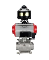 Кран шаровой DN.ru BV3232P(3pc)-FP-W-ISO-H WDVF Ду40 Ру40 полнопроходной, трехсоставной, корпус - нержавеющая сталь 316, уплотнение - PTFE, под приварку, с пневмоприводом PA-SA-105, пневмораспределителем 4М310-08 220В, БКВ APL-510N EX