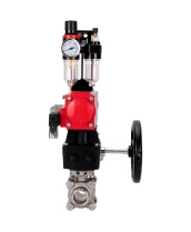 Кран шаровой DN.ru BV3232P(3pc)-FP-W-ISO-H WDVF Ду32 Ру63 полнопроходной, трехсоставной, нержавеющая сталь 316, уплотнение - PTFE, под приварку, с пневмоприводом PA-DA-052, пн.распределителем 4М310-08 24В, ручным дублером MON1-250-T26-ISO, БПВ AFC2000