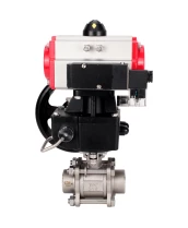 Кран шаровой DN.ru BV3232P(3pc)-FP-W-ISO-H WDVF Ду32 Ру63 полнопроходной, трехсоставной, корпус - нержавеющая сталь 316, уплотнение - PTFE, под приварку, с пневмоприводом PA-DA-052, пневмораспределителем 4М310-08 24В, ручным дублером MON1-250-T26-ISO