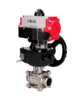 Кран шаровой DN.ru BV3232P(3pc)-FP-W-ISO-H WDVF Ду32 Ру63 полнопроходной, трехсоставной, корпус - нержавеющая сталь 316, уплотнение - PTFE, под приварку, с пневмоприводом PA-DA-052, пневмораспределителем 4М310-08 24В, ручным дублером MON1-250-T26-ISO