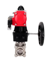 Кран шаровой DN.ru BV3232P(3pc)-FP-W-ISO-H WDVF Ду32 Ру63 полнопроходной, трехсоставной, корпус - нержавеющая сталь 316, уплотнение - PTFE, под приварку, с пневмоприводом PA-DA-052, пневмораспределителем 4М310-08 24В, ручным дублером MON1-250-T26-ISO