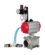 Кран шаровой DN.ru BV3232P(3pc)-FP-W-ISO-H WDVF Ду40 Ру40 полнопроходной, трехсоставной, корпус - нержавеющая сталь 316, уплотнение - PTFE, под приварку, с пневмоприводом PA-SA-105, пневмораспределителем 4V320-08 220В, БПВ AFC2000
