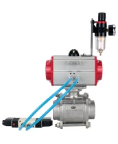 Кран шаровой DN.ru BV3232P(3pc)-FP-W-ISO-H WDVF Ду40 Ру40 полнопроходной, трехсоставной, корпус - нержавеющая сталь 316, уплотнение - PTFE, под приварку, с пневмоприводом PA-SA-105, пневмораспределителем 4V320-08 220В, БПВ AFC2000