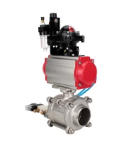 Кран шаровой DN.ru BV3232P(3pc)-FP-W-ISO-H WDVF Ду40 Ру40 полнопроходной, трехсоставной, корпус - нержавеющая сталь 316, уплотнение - PTFE, под приварку, с пневмоприводом PA-SA-105, пневмораспределителем 4V320-08 220В, БКВ APL-210N, БПВ AFC2000