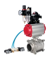 Кран шаровой DN.ru BV3232P(3pc)-FP-W-ISO-H WDVF Ду40 Ру40 полнопроходной, трехсоставной, корпус - нержавеющая сталь 316, уплотнение - PTFE, под приварку, с пневмоприводом PA-SA-105, пневмораспределителем 4V320-08 220В, БКВ APL-210N, БПВ AFC2000