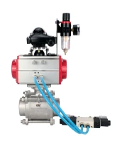 Кран шаровой DN.ru BV3232P(3pc)-FP-W-ISO-H WDVF Ду40 Ру40 полнопроходной, трехсоставной, корпус - нержавеющая сталь 316, уплотнение - PTFE, под приварку, с пневмоприводом PA-SA-105, пневмораспределителем 4V320-08 220В, БКВ APL-210N, БПВ AFC2000