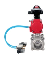 Кран шаровой DN.ru BV3232P(3pc)-FP-W-ISO-H WDVF Ду40 Ру40 полнопроходной, трехсоставной, корпус - нержавеющая сталь 316, уплотнение - PTFE, под приварку, с пневмоприводом PA-SA-105, пневмораспределителем 4V320-08 220В, БКВ APL-210N