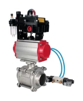 Кран шаровой DN.ru BV3232P(3pc)-FP-W-ISO-H WDVF Ду40 Ру40 полнопроходной, трехсоставной, корпус - нержавеющая сталь 316, уплотнение - PTFE, под приварку, с пневмоприводом PA-SA-105, пневмораспределителем 4V320-10 220В, БКВ APL-410N EX, БПВ AFC2000