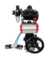Кран шаровой DN.ru BV3232P(3pc)-FP-W-ISO-H WDVF Ду40 Ру40 полнопроходной, трехсоставной, нерж. сталь 316, PTFE, под приварку, с пн.приводом PA-DA-065, пн.распределителем 4V320-08 220В, БКВ APL-410N EX, руч. дублером MON1-250-T26-ISO, БПВ AFC2000