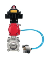 Кран шаровой DN.ru BV3232P(3pc)-FP-W-ISO-H WDVF Ду40 Ру40 полнопроходной, трехсоставной, корпус - нержавеющая сталь 316, уплотнение - PTFE, под приварку, с пневмоприводом PA-SA-105, пневмораспределителем 4V320-08 220В, БКВ APL-410N EX