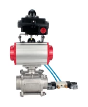 Кран шаровой DN.ru BV3232P(3pc)-FP-W-ISO-H WDVF Ду40 Ру40 полнопроходной, трехсоставной, корпус - нержавеющая сталь 316, уплотнение - PTFE, под приварку, с пневмоприводом PA-SA-105, пневмораспределителем 4V320-08 220В, БКВ APL-410N EX