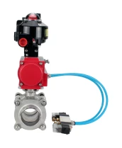 Кран шаровой DN.ru BV3232P(3pc)-FP-W-ISO-H WDVF Ду40 Ру40 полнопроходной, трехсоставной, корпус - нержавеющая сталь 316, уплотнение - PTFE, под приварку, с пневмоприводом PA-SA-105, пневмораспределителем 4V320-08 220В, БКВ APL-510N EX, БПВ AFC2000