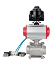 Кран шаровой DN.ru BV3232P(3pc)-FP-W-ISO-H WDVF Ду40 Ру40 полнопроходной, трехсоставной, корпус - нержавеющая сталь 316, уплотнение - PTFE, под приварку, с пневмоприводом PA-SA-105, пневмораспределителем 4V320-08 220В, БКВ APL-510N EX
